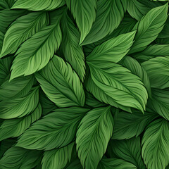 Seamless green leaves abstract textures pattern background