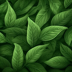 Seamless green leaves abstract textures pattern background