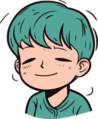 Obraz premium Cute cartoon boy. Vector illustration of a boy with blue hair.