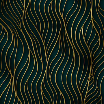 Seamless dark green and gold abstract textures pattern background 