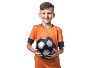 Happy young football player, cut out