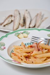 pasta with squid in tomato sauce