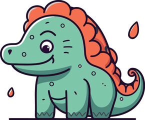 Fototapeta premium Cute cartoon dinosaur. Vector illustration of a funny dinosaur character.