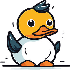 Obraz premium Cartoon cute duck. Vector illustration. Isolated on white background.