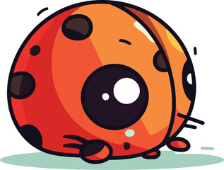 Fototapeta premium Cute cartoon ladybug isolated on white background. Vector illustration.