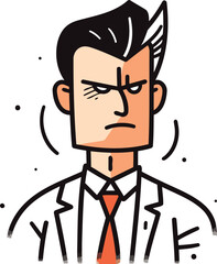 Fototapeta na wymiar Vector illustration of businessman with sad face. Line art style design.
