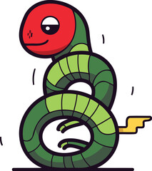 Cute cartoon snake. Vector illustration isolated on a white background.