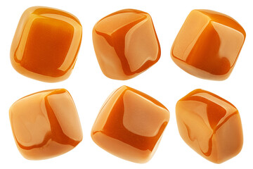 Caramel candy, isolated on white background, full depth of field