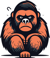 Obraz premium Gorilla. Vector illustration of a gorilla on a white background.