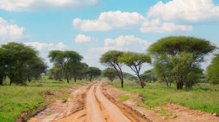 road in safari park in Tanzania