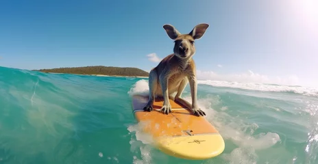 Fototapete Cape Le Grand National Park, Westaustralien Kangaroo surfing on the board. Concept for Australia day