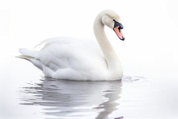 Fototapeta premium Swan, Swan On The Water, White Swan On The Water