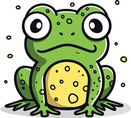 Obraz premium Frog with big eyes on a white background. Vector illustration.