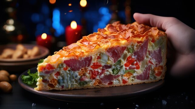 A slice of pizza is being held in a persons hands.UHD wallpaper