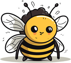 Obraz premium Cute cartoon bee. Vector illustration isolated on a white background.