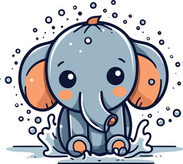 Cute little elephant character. Vector illustration in flat cartoon style.