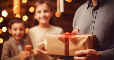 gifts child, having fun, birthday present, happy child received box, children's birthday, holiday concept,