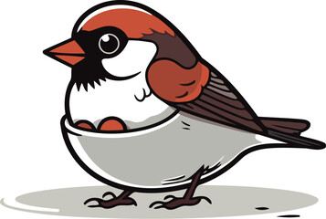 Sparrow on a white background. Hand drawn vector illustration.
