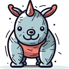 Fototapeta premium Cute rhinoceros cartoon character. Vector illustration in cartoon style.