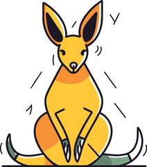Kangaroo sitting on the ground. Vector illustration in flat style.