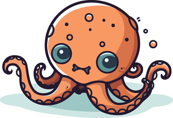 Fototapeta premium Cute octopus vector illustration. Cute octopus character.