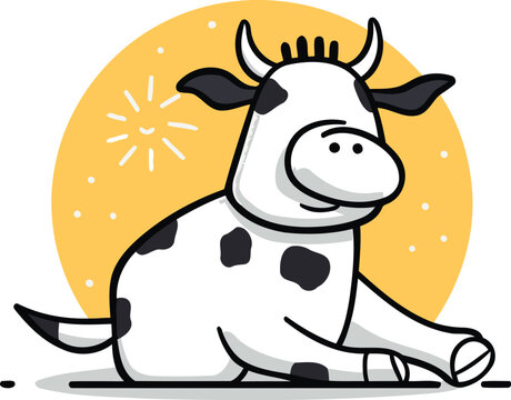 Cute cartoon cow. Vector illustration in a flat style on a white background.