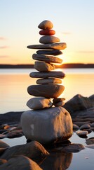 Stack of rocks are sitting UHD wallpaper