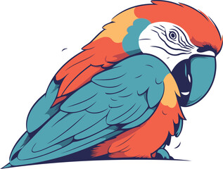 Fototapeta premium Colorful macaw parrot isolated on white background. Vector illustration.