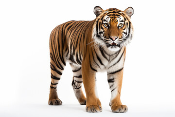 Naklejka premium Tiger, Tiger Isolated In White, Tiger In White Background, Tiger Isolated On White Background