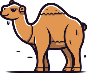 Camel vector illustration. Cute camel isolated on white background.