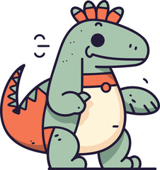 Naklejka premium Cute cartoon dinosaur character. Vector illustration in a flat style.