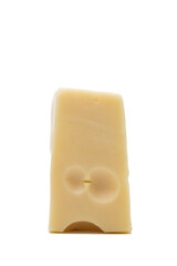 An appetizing piece of cheese.