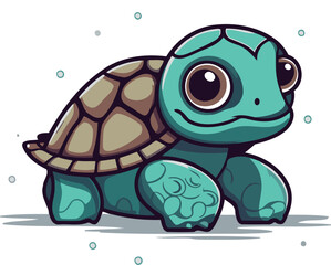 Cute cartoon turtle on a white background. Vector illustration for your design