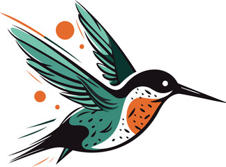 Fototapeta premium Hummingbird isolated on white background. Hand drawn vector illustration.