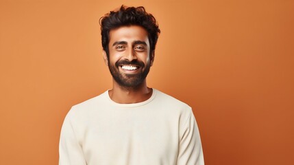 Contemporary Charisma: Smiling Indian Man's Studio Portrait. Generative ai