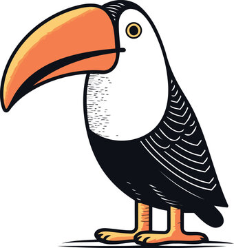 recommend clip art: Toucan isolated on white background. Vector illustration in cartoon style.
