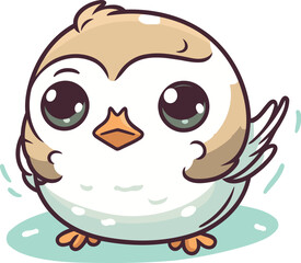 Obraz premium Cute cartoon owl isolated on a white background. Vector illustration.