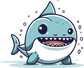 Cute cartoon shark. Vector illustration in a flat style on a white background.