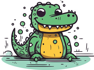 Obraz premium Cute crocodile. Vector illustration of a cartoon crocodile.