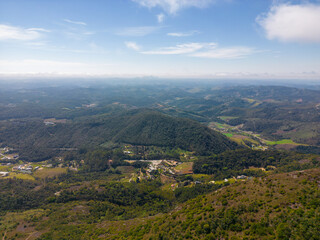 Aerial view of Pedra do Lagarto in Aracê in the city of Domingo Martins, Espirito Santo, Brazil