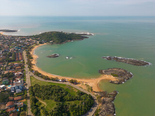 Aerial view of Setiba Beach in Setiba in the city of Guarapari, Espirito Santo, Brazil
