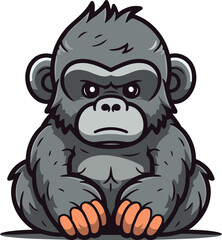 Gorilla Monkey Cartoon Mascot Character Vector Icon Illustration