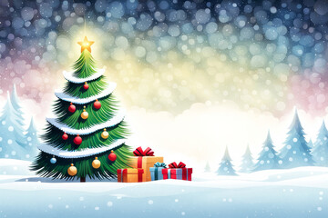 Obraz premium bunter Weihnachtsbaum, generated image