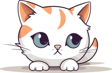 Fototapeta premium Cute cartoon cat isolated on a white background. Vector illustration.