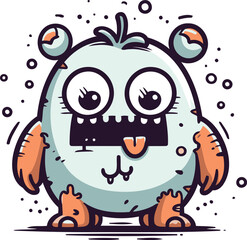 Funny monster. Vector illustration. Isolated on white background.