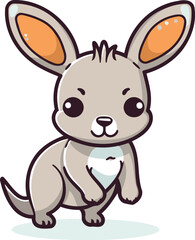 Cute kawaii kangaroo cartoon character vector illustration.