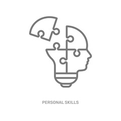 Puzzle head in shape idea lightbulb. Business concept illustration to use in brainstorming, idea, innovation, teamwork and partnership design projects and presentations. EPS 10.