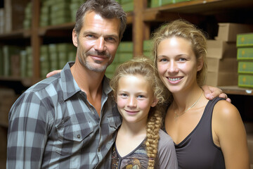 Obraz premium family with kid worried relocating house. Moving to new home, living concept