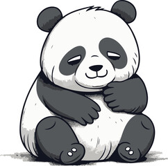 Panda bear cartoon. Vector illustration of cute panda bear.