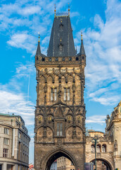 Powder tower (Prasna Brana) on Republic square, Prague, Czech Republic